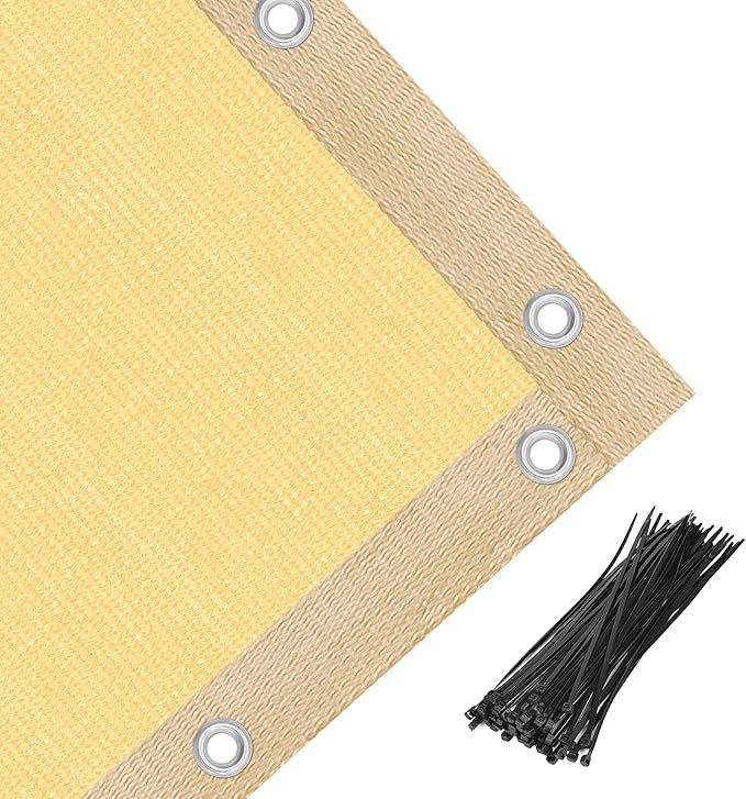 Amagenix 90% Shade Fabric 22'X 24' Sand Sun Shade Cloth with Grommets for Pergola Replacement Shade Cover Canopy, Heavy Duty, Cable Zip Ties Included (We Customized)