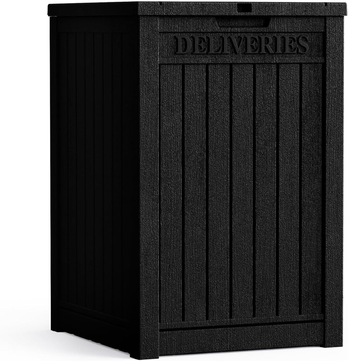 55 Gallon Lockable Resin Deck Box, Waterproof & UV-Resistant Outdoor Storage Box for Cushion Storage and Delivery Box, Black
