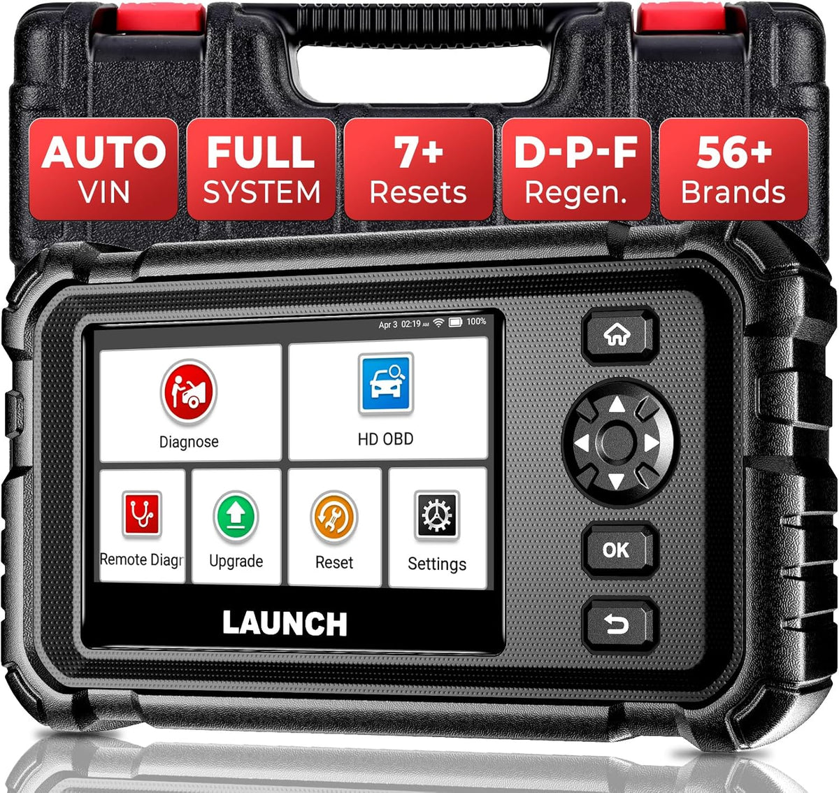 LAUNCH CRP129 HD Heavy Duty Truck Scanner, Full System Diesel Scanner with 7+ Resets, D.P.F Regen, Speed Limit Adjust, Oil Reset for Commercial Vehicles, Cummins, Detroit, Isuzu, Volvo&More