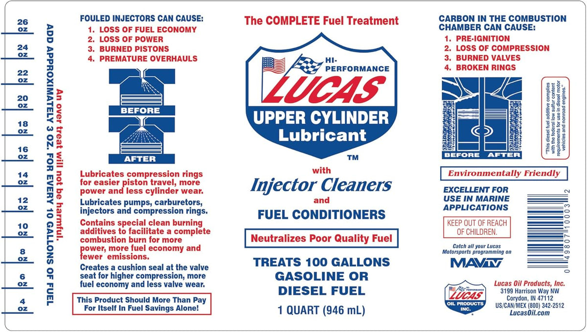 LUCAS Oil 10003-PK12 Fuel Treatment - 1 Quart
