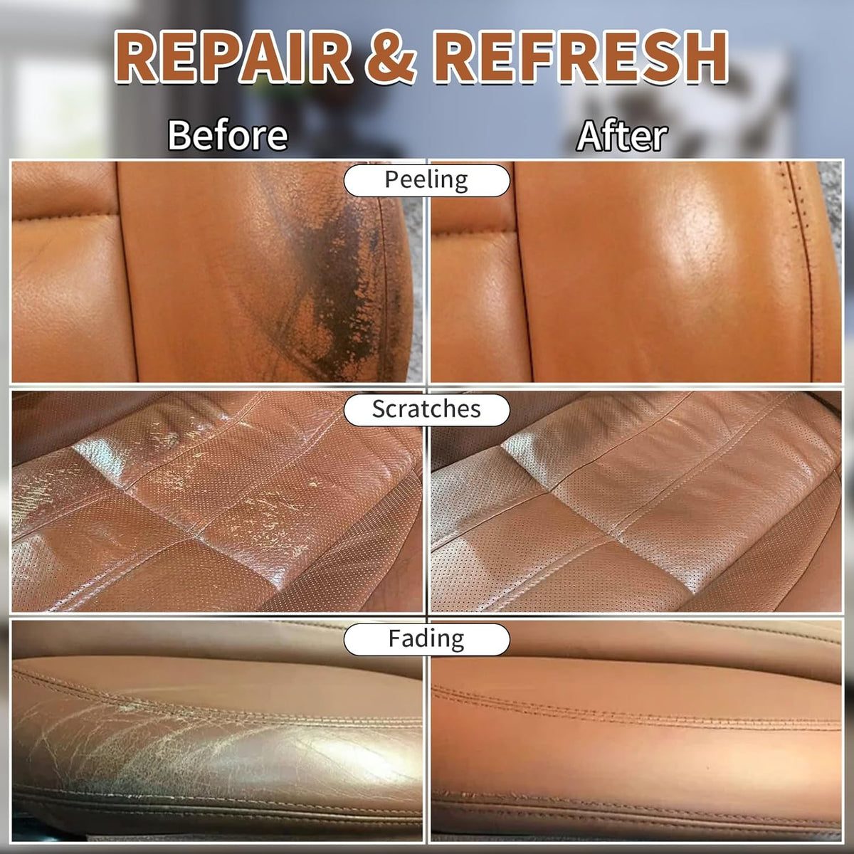 Light Brown Leather Recoloring Balm,Leather Couch Scratch/Stain Remover,Leather Repair kit for Vinyl Furniture and Car Interior,Leather Dye Paint for Scratched and Faded Leather Couches
