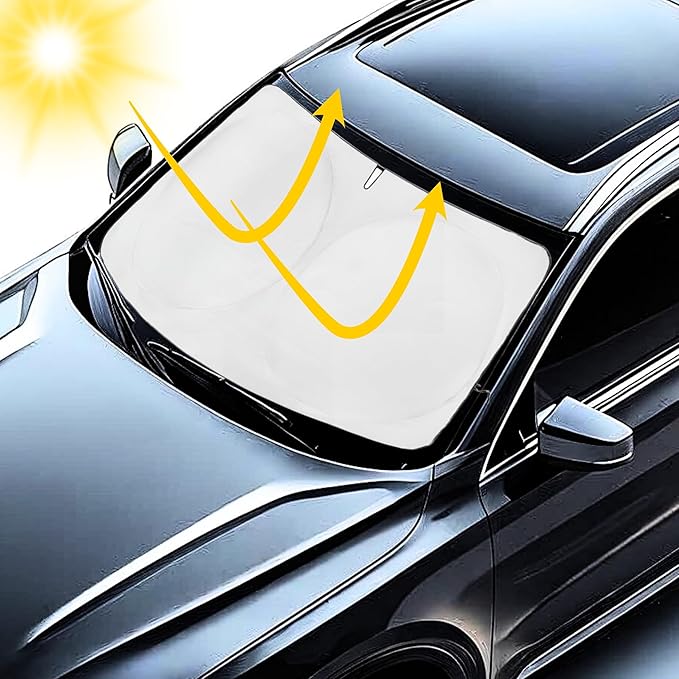 Windshield Sun Shade -Certified 99.87% UVB & 99.02% UVA Car Sun Shade. Award Winning Sunshade - Patented Technology | Compatible for Rivian R1S (2022-2026) | Car Shades by Kinder Fluff
