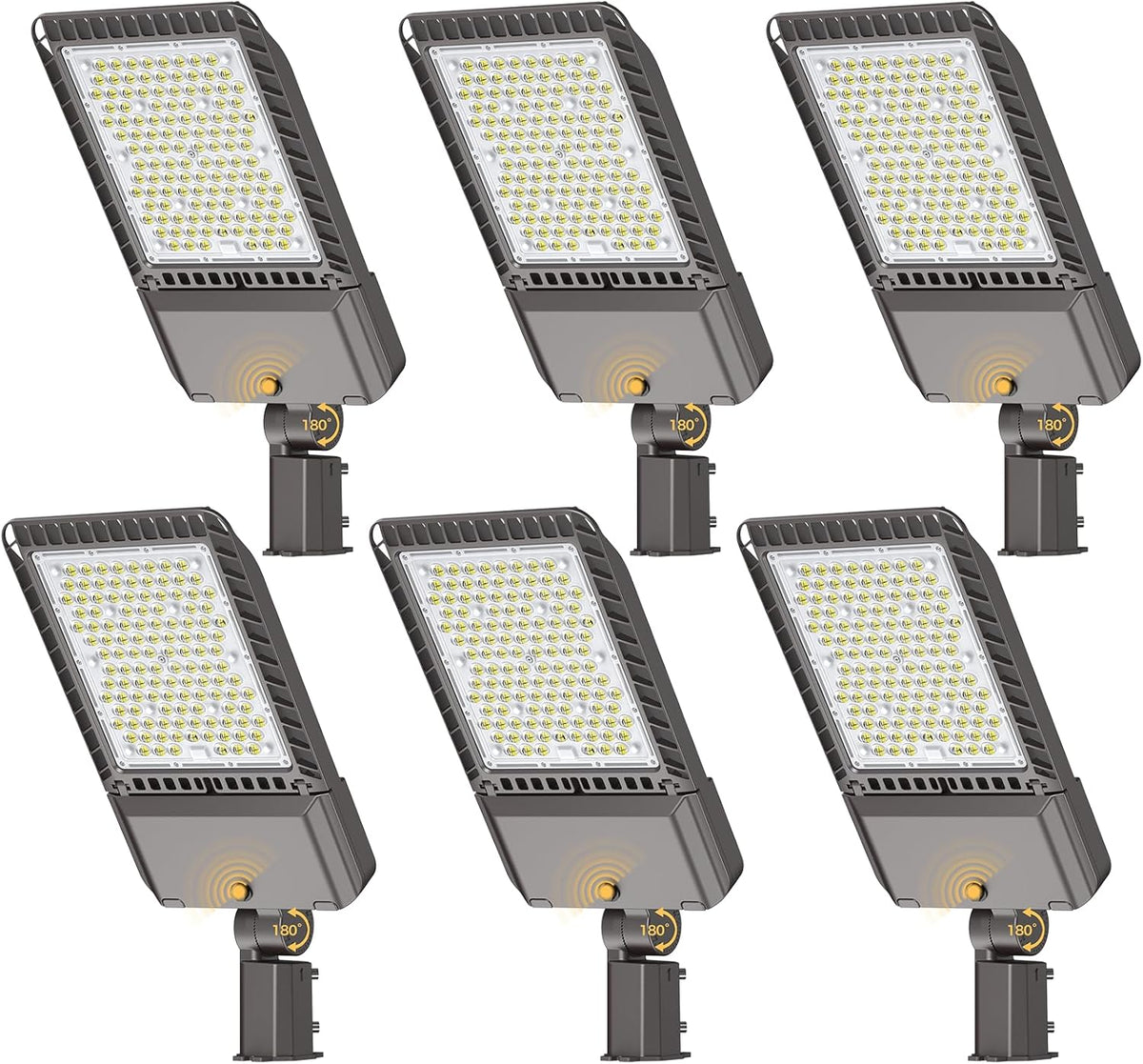 340W LED Parking lot Lights Commercial Oudoor Lighting Street Light with Dusk to Dawn Photocell 61200LM 6000K IP65 Waterproof 100-277V for Driverway Parking Lot 6 Pack