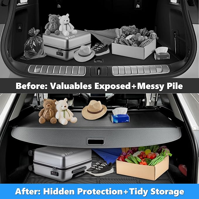 MIALUTY® Cargo Cover for 2021-2025 Hyundai Palisade Retractable Trunk Cover Palisade Accessories Anti-Peeping Anti-Theft Privacy Screen,Trunk Luggage Shield Shade Carbon Fiber Texture