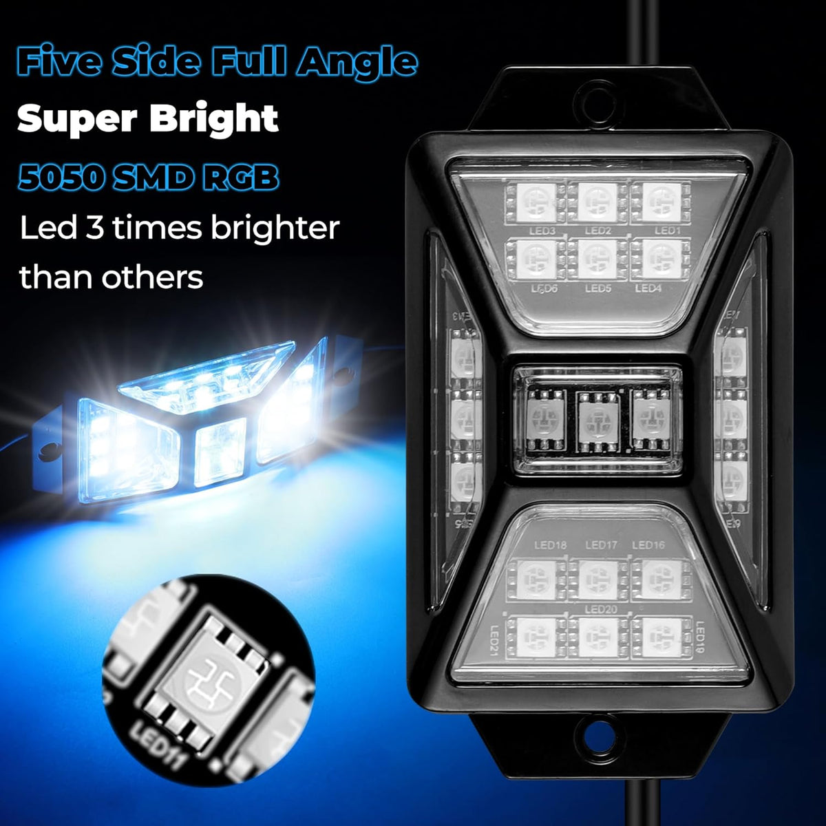 16 Pods 336 LEDs 5 Sides RGB Rock Lights, App/Remote Control Rock Lights for Trucks, Waterproof Multi-Color Bright Underglow Kits with Music Mode, Compatible with 12V Jeep UTV SUV ATV Golf RZR
