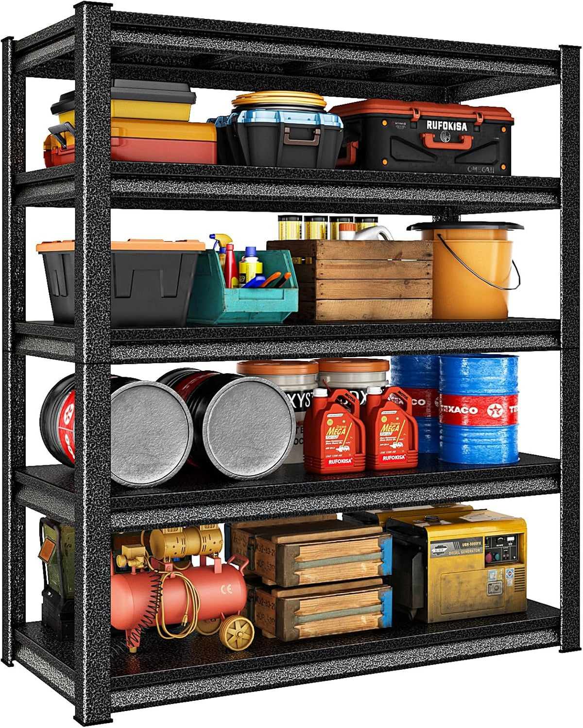 48" W Garage Shelving Heavy Duty，3000LBS Loads Adjustable Garage Storage Shelves,5-Tier Metal Storage Racks and Shelving Units, Utility Rack Shelves,48”W x 24”D x 78”H,Silver