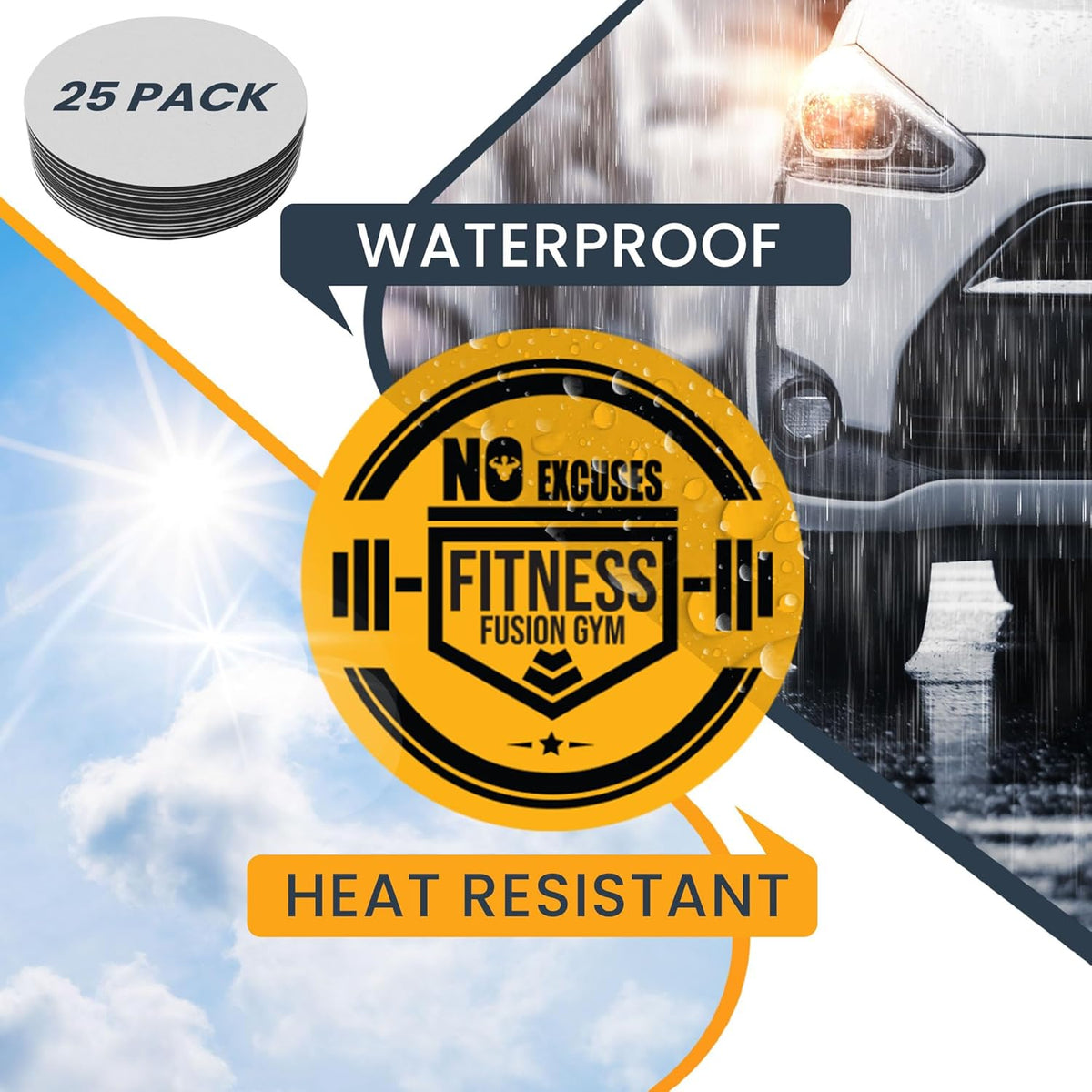 Magnet Me Up Customizable 30 Mil Round Magnet- 6”, 25 PK Weatherproof Car Magnet for Businesses, Sports Teams, Fundraiser, Personal Expression- Custom Text & Logo- Strong Magnetic Vinyl for Vehicles