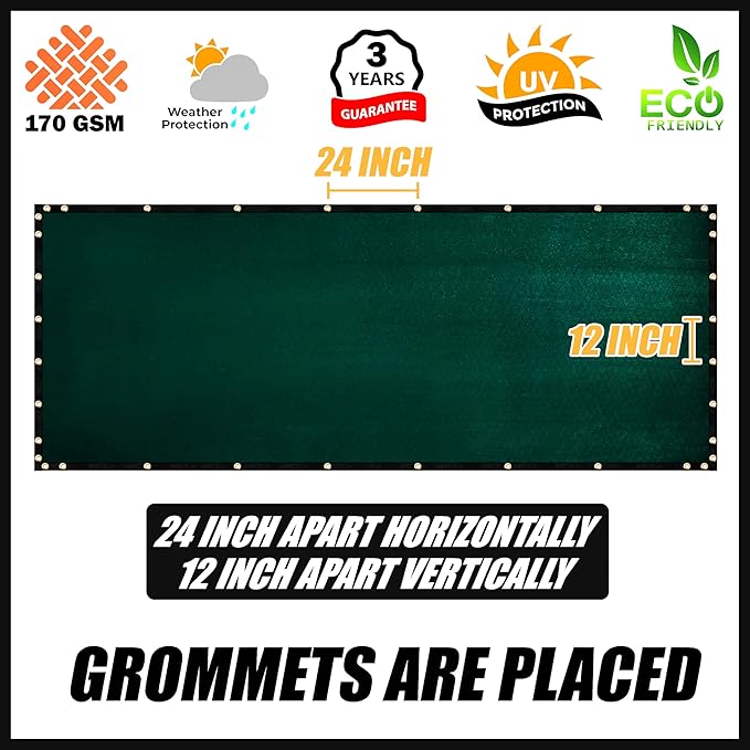 Royal Shade Custom Size 5' x 40' Green Fence Privacy Screen Windscreen Cover Netting Mesh Fabric Cloth - Cable Zip Ties Included (We Make Custom Size)