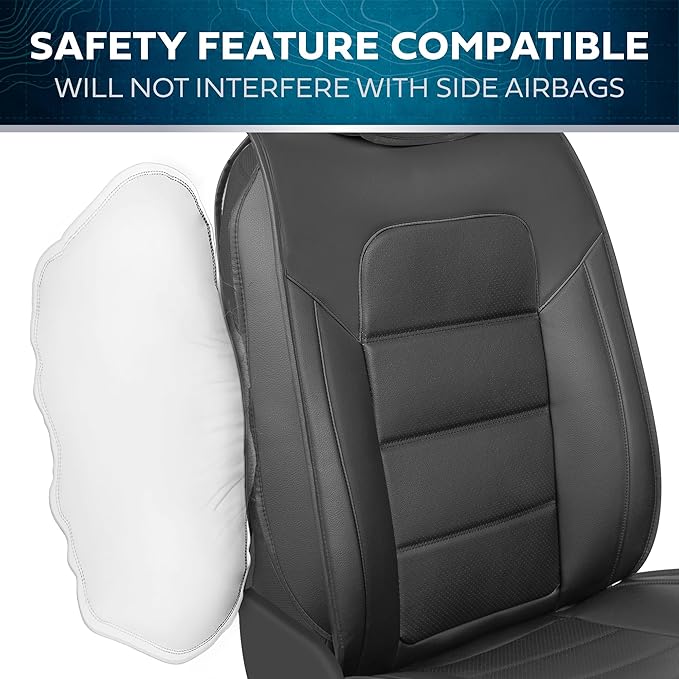 Classic Edition Seat Covers, Premium Faux Leather Seat Covers for Cars Trucks Vans SUV, Semi Custom Fit Car Seat Covers Front Seats Only, Automotive Interior Cover - Black