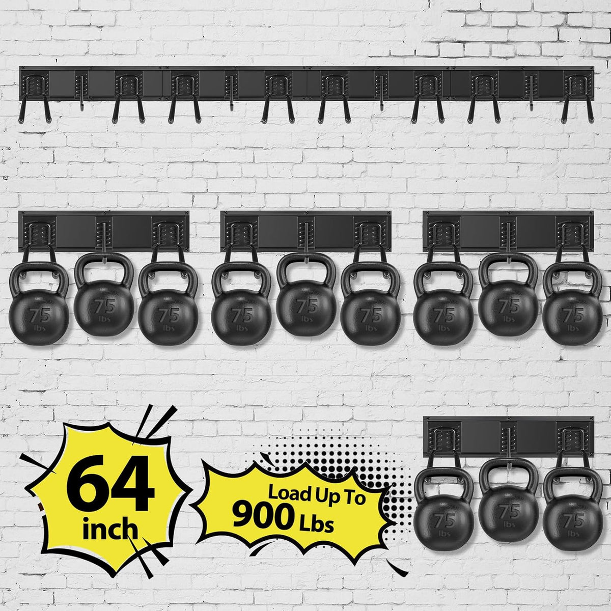Garage Tool Organizer Wall Mounted, 64 Inches Adjustable Garden Tool Organizer Rack, 20 Pcs Heavy Duty Yard Tool Organizer Hold Up to 900lbs