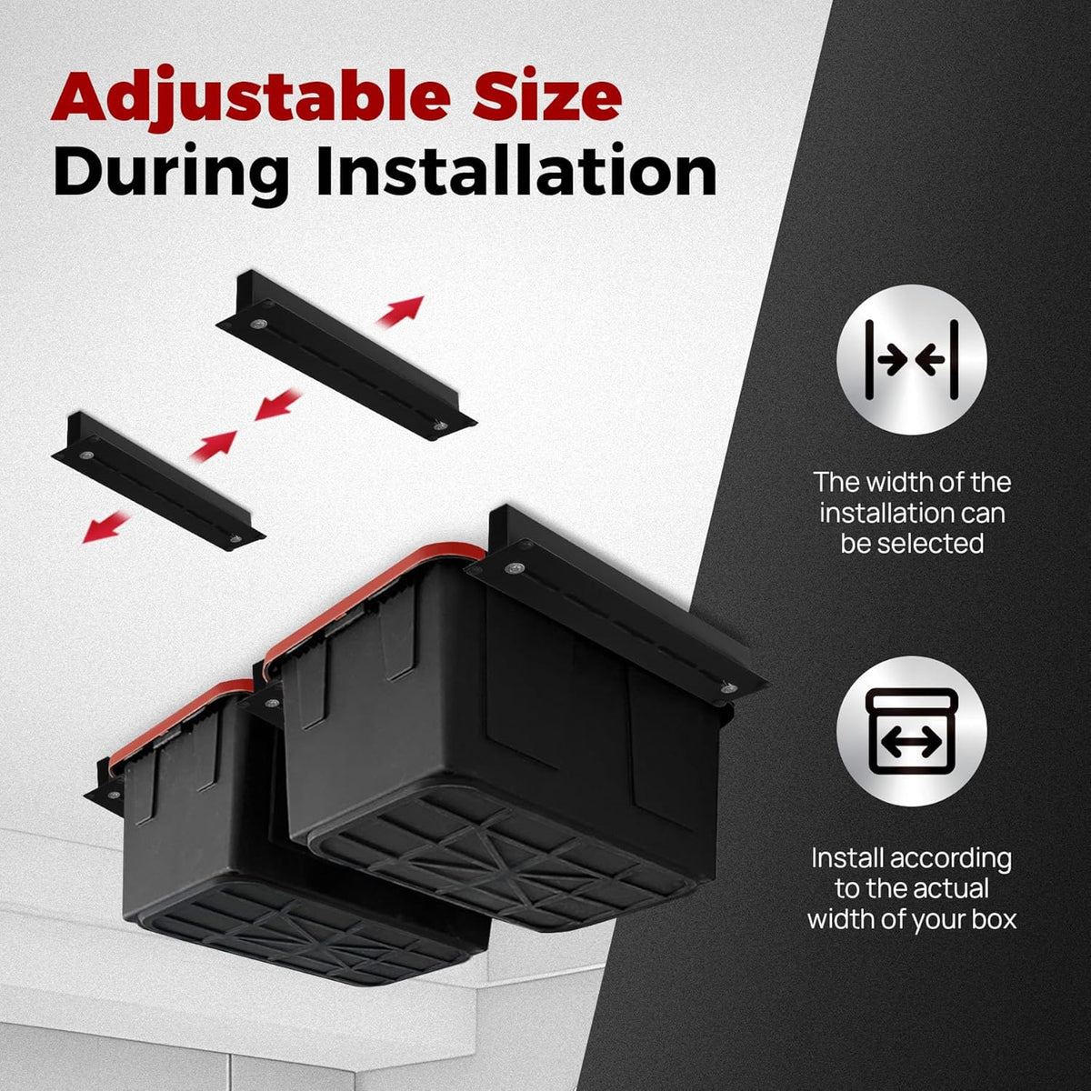 Adjustable Overhead Garage Storage Rack System – Heavy-Duty Ceiling Bin Rail Organizer for Most Storage Bins, Fits 3 Bins per Set (4 Sets Included)