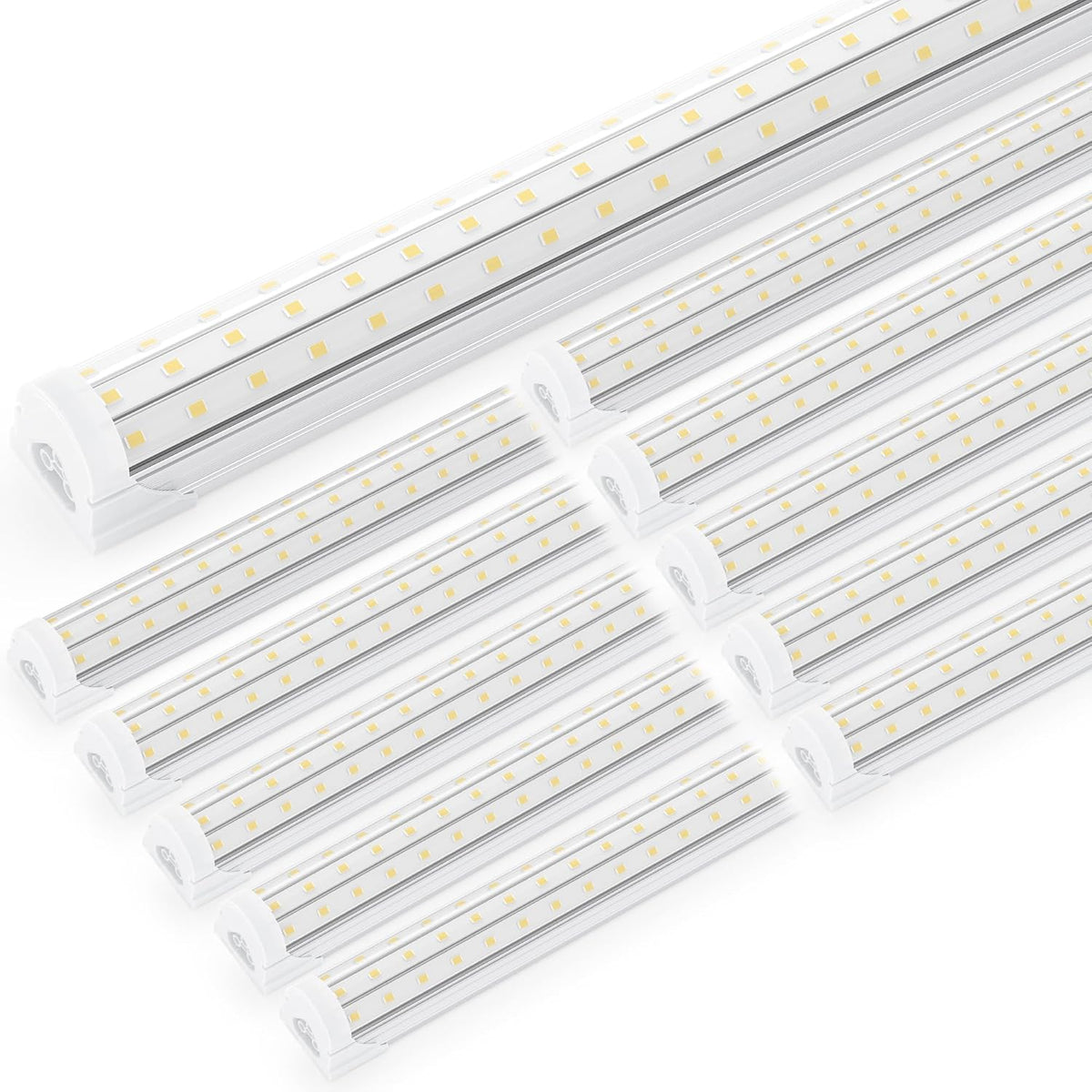 Ensenior 10 Pack 4 FT Led Shop Lights, 6000K Clear White, 5000LM Super Bright, 36W Equivalency 468W, Commercial Bay Lighting, U-Shaped Linkable Shop Lights Plug in for Garage, Workshop, FCC Certified