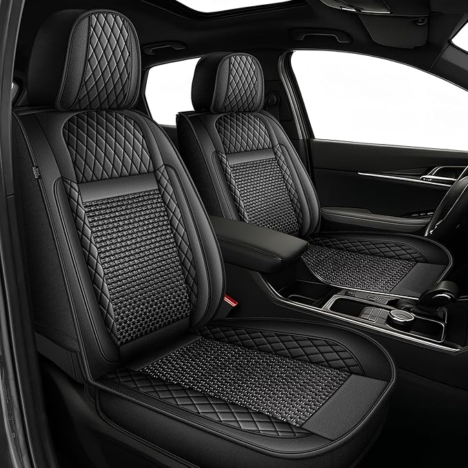 TTX LIGHTING for Toyota RAV4 2013-2026 Car Seat Covers, Breathable Ice Silk & Leather Seat Protector, Cool & Anti-Sweat for Long Driving, Airbag Compatible, 5 Seats Full Set (Black)