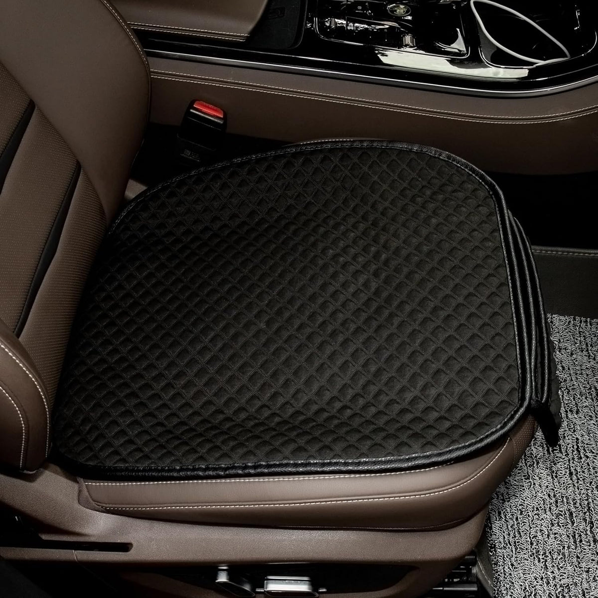 Linen Bottom Car Seat Covers Cloth,Fabric Car Seat Covers Front Seat Only,Cooling Car Seat Pad Cushion for Trucks Breathable Ventilated [Black]