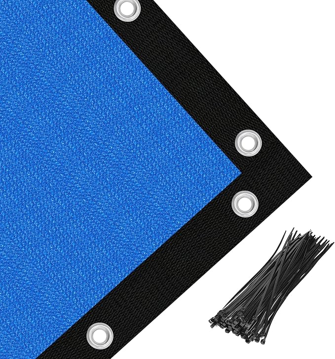Amagenix 90% Pergola Shade Cover 5' X 10' Sun Shade Cloth with Grommets for Outdoor Garden Patio Porch, Commercial Grade 200 GSM - Cable Zip Ties Included (We Customized) GN108, Blue