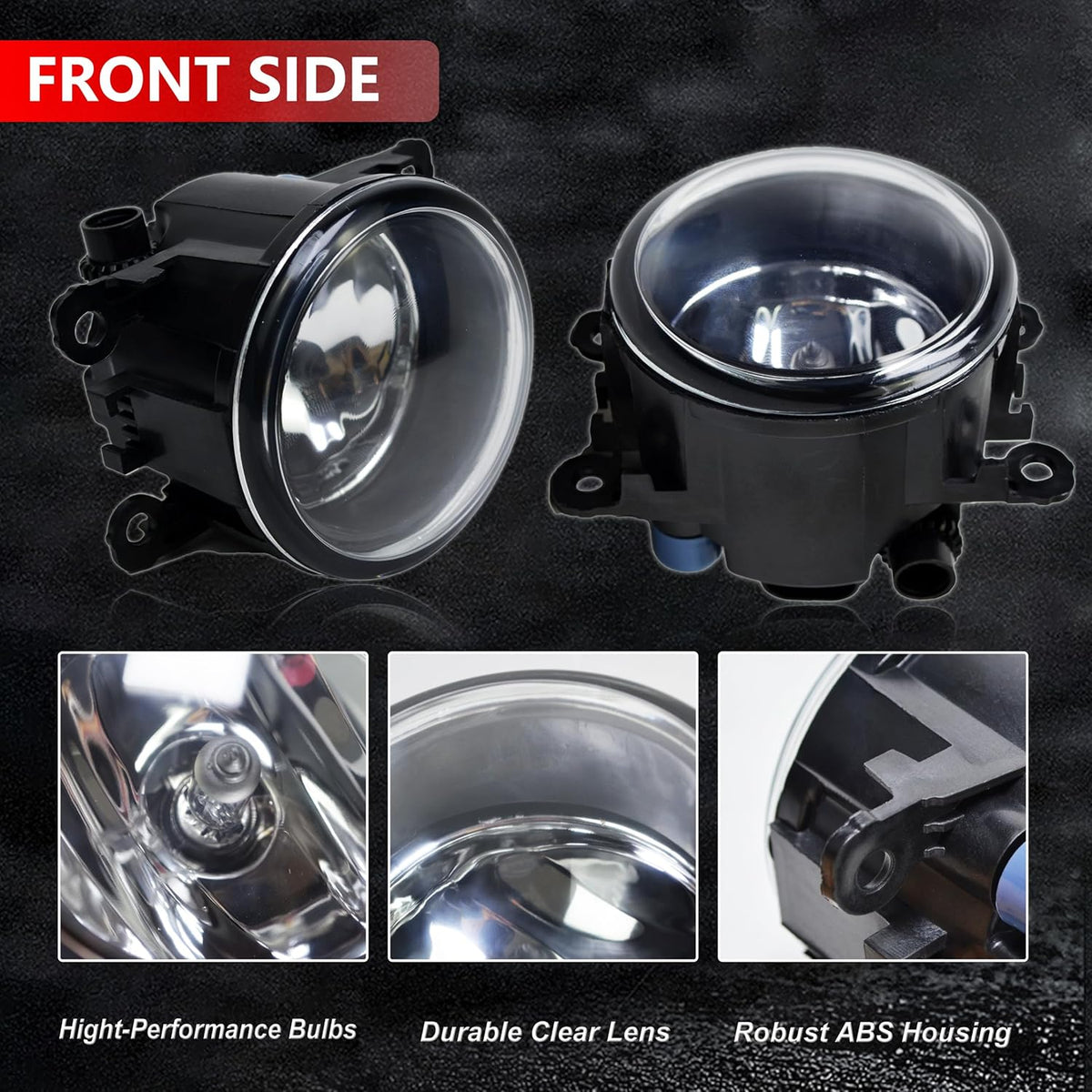 Fog Light Lamp Assembly Replacement 4F9Z-15200-AA Compatible with Acura Honda 2008-2014 Ford Focus, 2006-2014 Mustang, 2005-2011 Ranger STX, 2011-2014 Explorer - Clear Lens H11 Halogen Bulbs (Pair)