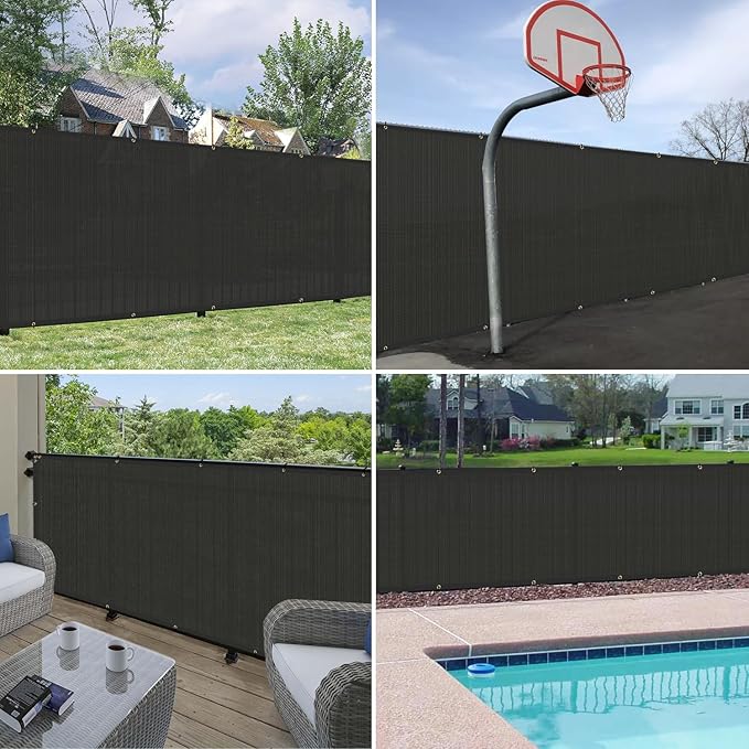 Windscreen4less Privacy Fence Screen Heavy Duty Windscreen Fencing Mesh Fabric Shade Net Cover with Brass Grommtes for Outdoor Wall Garden Yard Pool Deck, 8'x209' Black