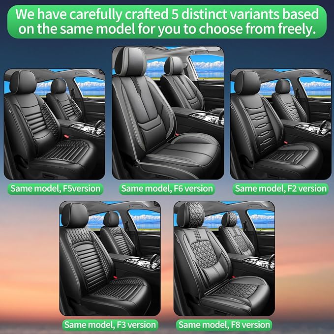 Fit Passport Car Seat Covers for Honda Passport 2019-2025 2026 -Upgraded Premium Waterproof & Breathable Leather,Airbag Compatible,All-Weather Seat Cushion Protector,2 Front/Black-Grey