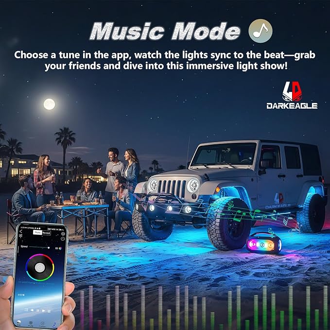 10Pods Segmented RGB LED Rock Lights Kit with APP/RF Remote Control, Waterproof Multi Color Underglow Light Music Mode 12V Underbody for Jeep Trucks UTV ATV RZR Golf Cart Offroad SXS SUV Side By Side