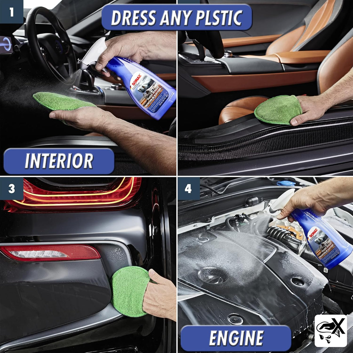 SONAX Plastic Detailer 255241 | Spray-On Protection for Interior & Exterior Plastic Surfaces | Cleans, Restores, and Protects | No Wiping or Rubbing Required | 500ml