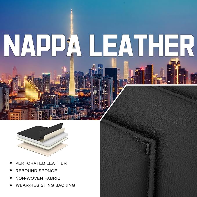 CTDS Car Seat Covers for Honda Civic 2000-2026, Stylish Sport Seat Cover, Premium Nappa Leather Car Seat Cover. Automobile Seat Covers Sets.(Standard 5 Seats/Pure Black)