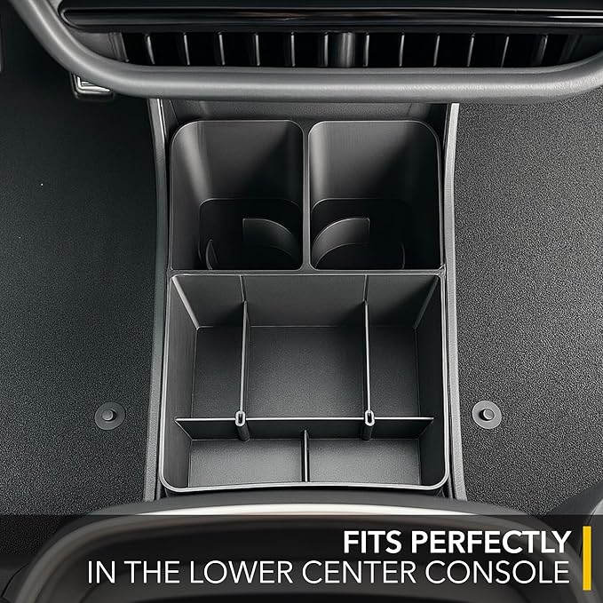 TWRAPS Floor Console Organizer for Rivian R1S & R1T 2021-2026, Lower Center Console Storage Tray Box Caddy with Premium Leather Liner Inserts, R1 Interior Accessory for Rivian