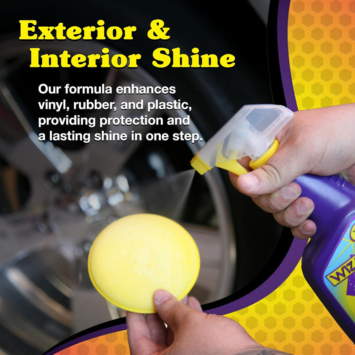 Wizards - Vinyl & Tire Shine Spray, Tire Dressing and Protectant, Professional Detail Spray, No Sling Off, Anti-static Car Detailing Spray, KeepingTires & Vinyls Look New, Car Care Products, 1 Gallon