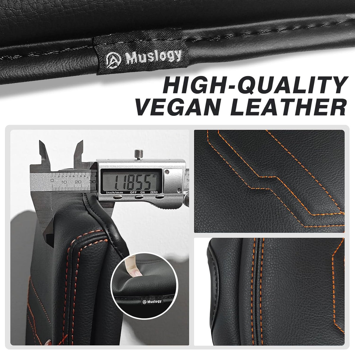Muslogy for Frontier Center Console Pad Armrest Box Cover Vegan Leather Soft Accessories Armrest Lid Protector Compatible with Nissan Frontier 2022-2024 2025(Extra Thick, V2 Orange Stitching)