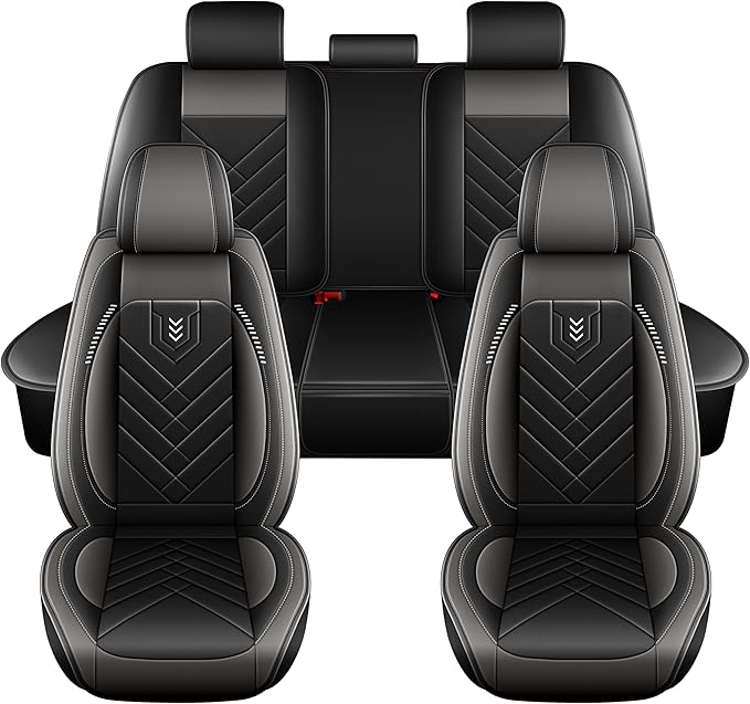 AOMSAZTO Car Seat Cover for Chevrolet Chevy Trax 2024 2025 2026 Full Set, Leather Car Seat Protector Waterproof, Non Slip Car Seat Cushion, Interior Seat Covers Automotive Accessories - Black&Grey