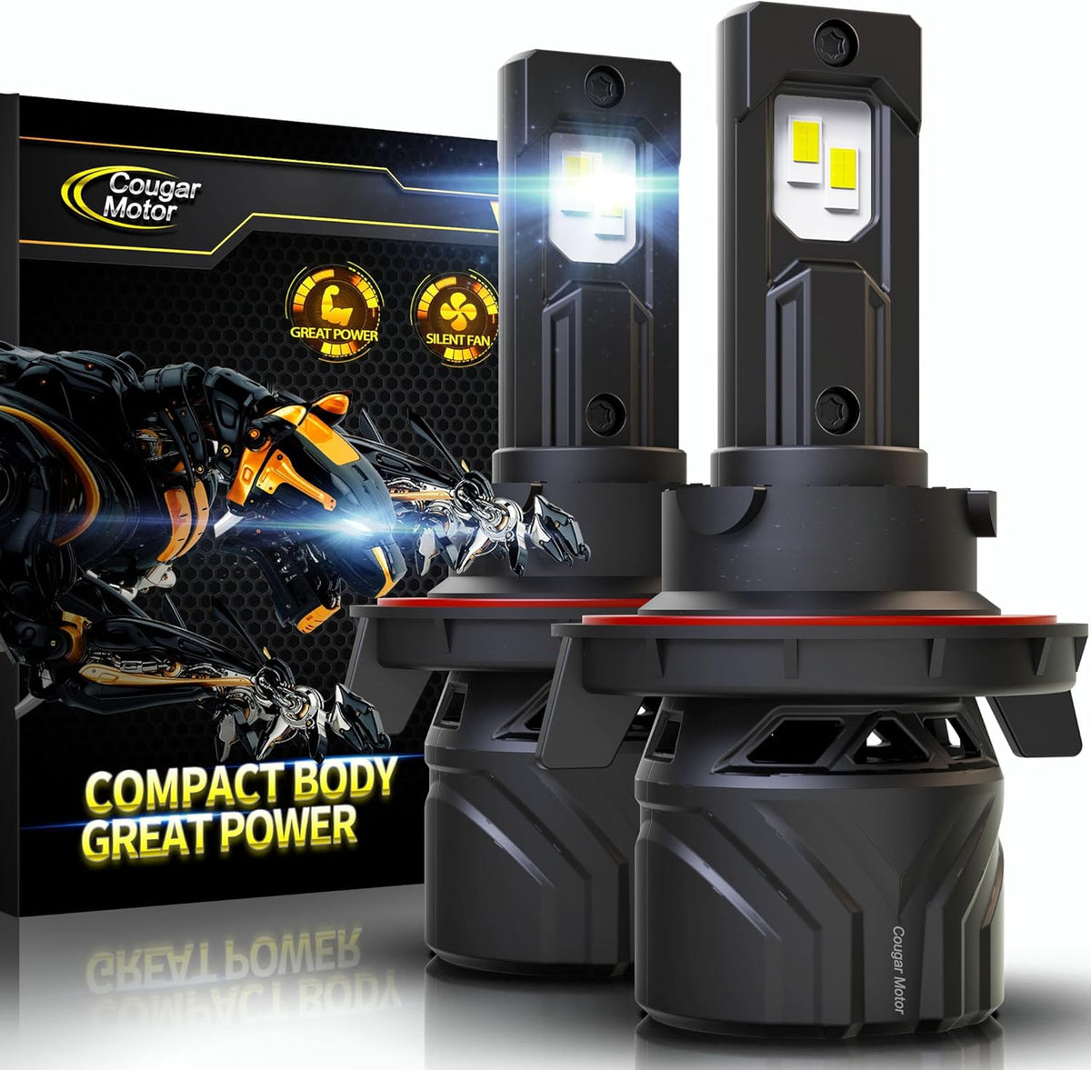 Cougar Motor H13 Bulbs, 9008 Fog Lights 6500K White Non-Polarity H13 Fog Bulb or Off-Road Use Plug and Play - Pack of 2