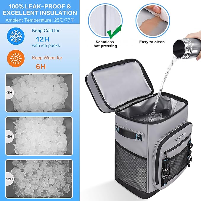 Large Waterproof Insulated Cooler Backpack for Men & Women, Leak Proof Cooler Backpack for Camping, Beach, Fishing, Picnic, Travel, Outdoor, 30L, 48Cans