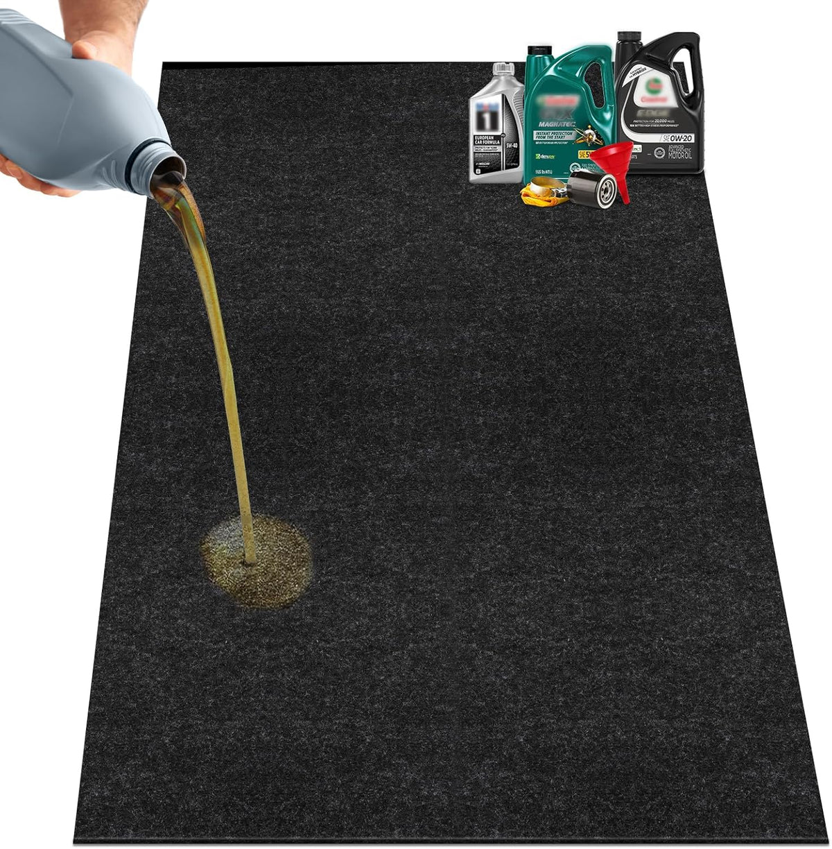 60" x 72" Giant Oil Drip Mat for Garage Driveway, Reusable Rubber Floor Oil Spill Leak Absorbent Pads for Motorcycle Car Oil Leak Stain Resistant