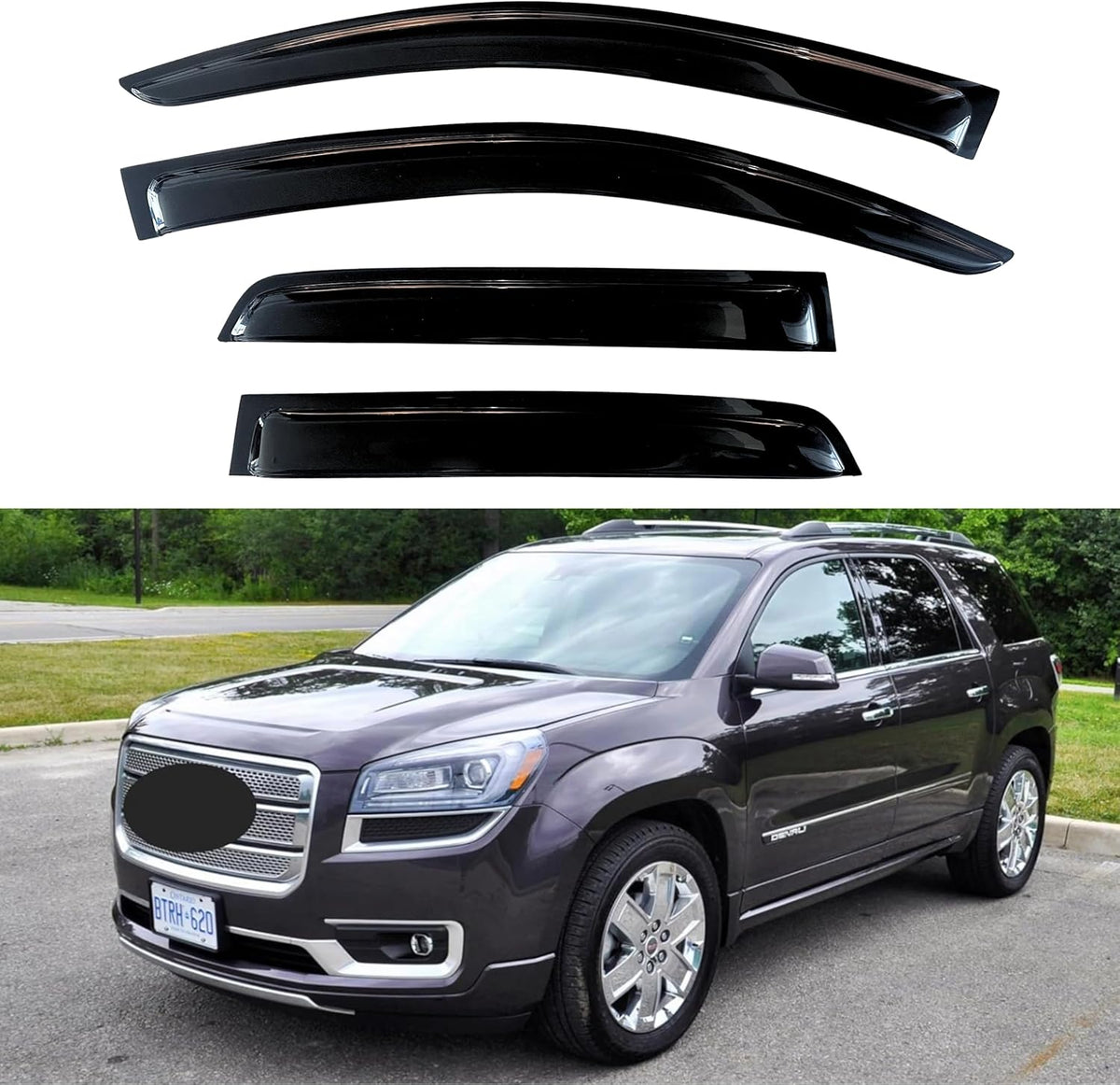 KPY Window Visor Compatible with GMC Acadia 2007-2016, Acadia Limited 2017-2020, Saturn Outlook 2007-2010, 4PC Rain Guard Side Window Vent Deflectors Tape-On Style, 2011 2012 2013 2014 2015 2018 2019