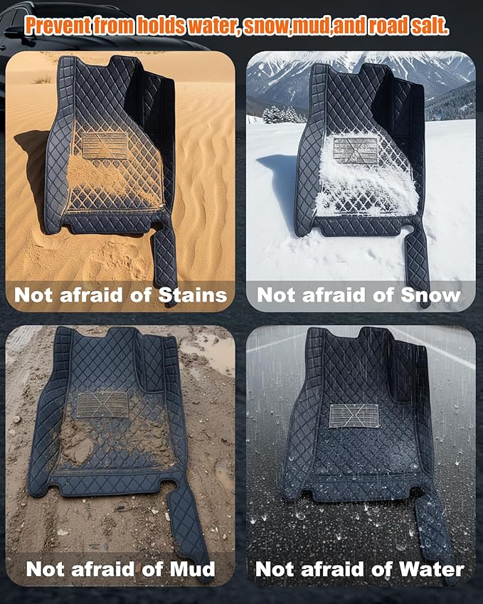 All-Weather car Floor MATS-Suitable for 99% of car Models,Leather car mat, offering Personalized Embroidery and Multiple Color Options,Provide Protection for car Rug (Darkbrown1)