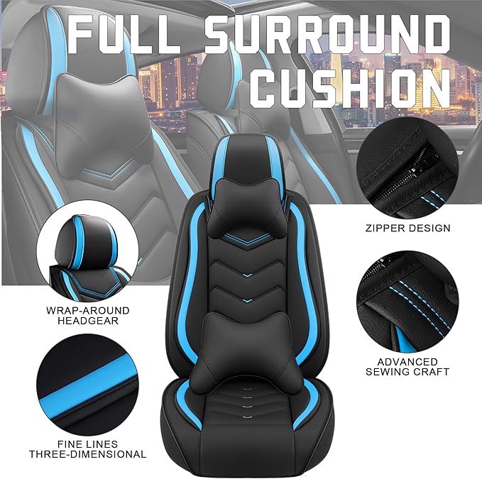 CTDS Car Seat Covers for Toyota Corolla 2000-2026, Stylish Sport Seat Cover, Premium Nappa Leather Car Seat Cover. Automobile Seat Covers Sets.(Luxury 5 Seats/Black Blue)