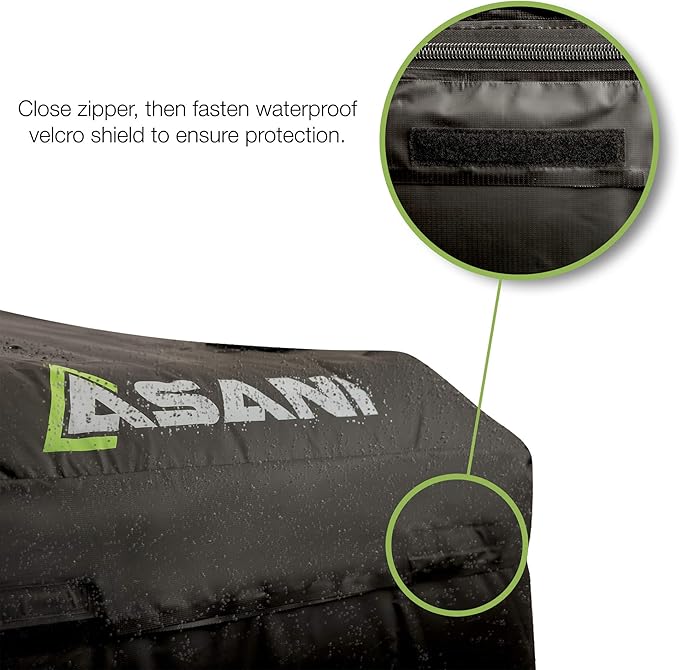 Asani Waterproof Car Roof Top Cargo Carrier Bag with 8 Heavy-Duty Straps and Buckles | Weatherproof Luggage Roofbag for Rooftop Racks | Car Topper Bag for Sedan, SUV, Vans & More (15 Cubic Feet)