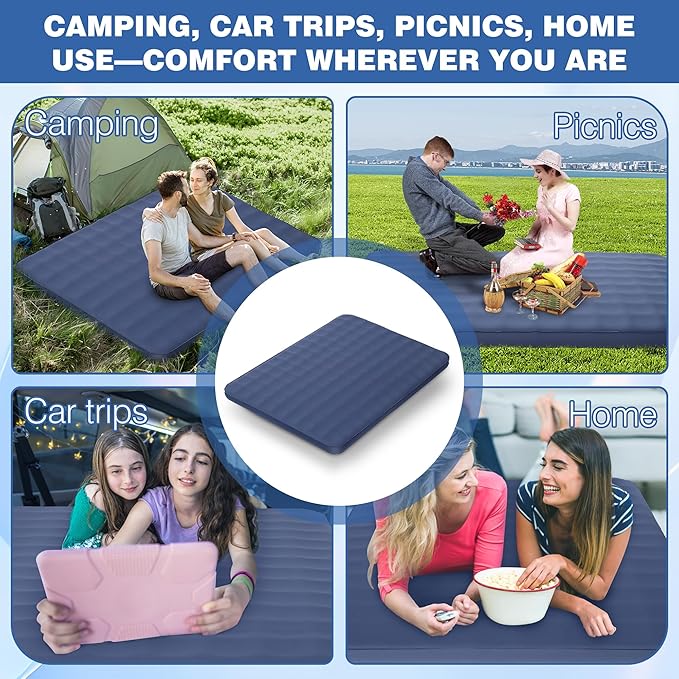 OUTSKIRT Ultralight Self Inflating Sleeping Pad, 4" Thick Camping Mattress with Pump Pack, 9.5 R-Value Insulated Sleeping Mat, Portable Camping Bed for Car, Truck or Van, 4 Season Camp Mattress