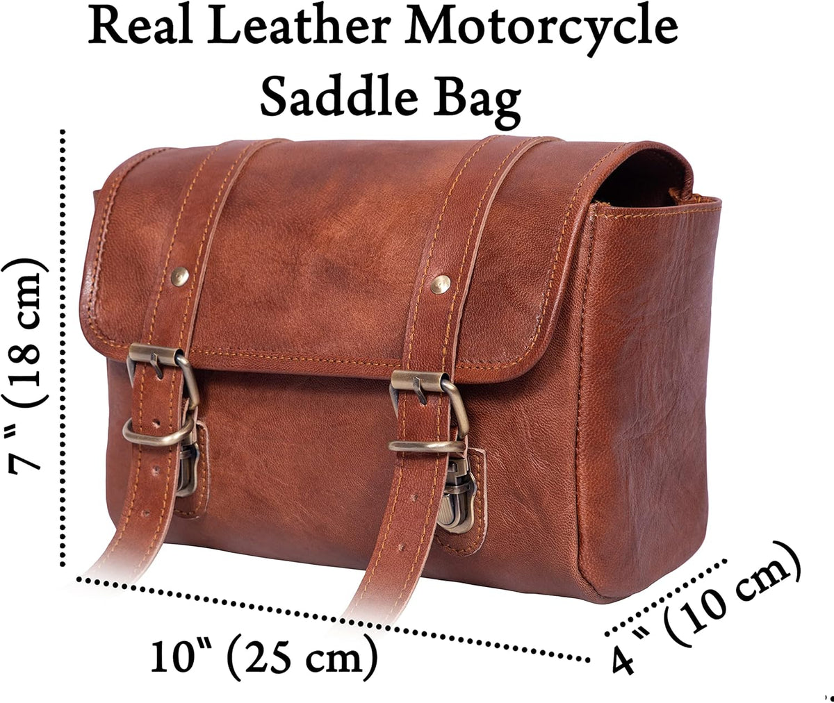 Genuine Leather Large Capacity Saddle Bag For Motorcycle Side Pouch Accessories Storage Panniers Motorbike Universal Handmade Saddlebags For Bike Commuters Handlebar Bicycle Brown Leather Tool Bag