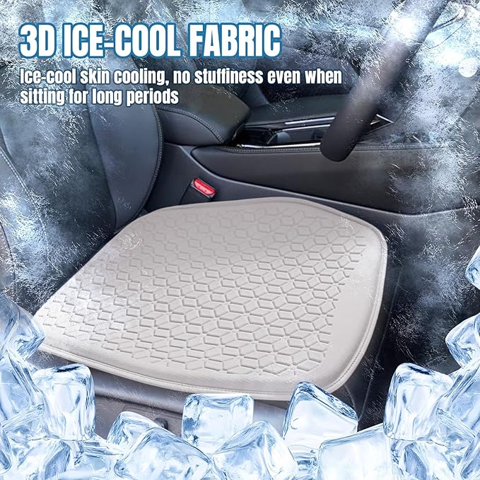 wuyaoyao Thin Gel Car Seat Cushion, Breathable Cooling Seat Cushions for Cars, Non-Slip & Comfortable Automotive Front Seats Cushion Pad for Driver, Chair Protector for Vehicle, Home, Office (Gray)