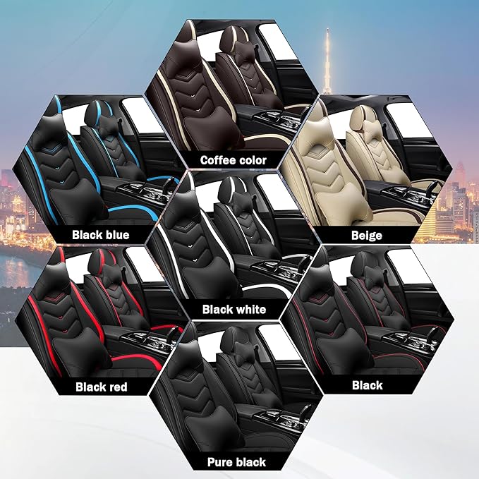 CTDS Car Seat Covers for Toyota Corolla 2000-2026, Stylish Sport Seat Cover, Premium Nappa Leather Car Seat Cover. Automobile Seat Covers Sets.(Luxury 2 Seats/Black Red)