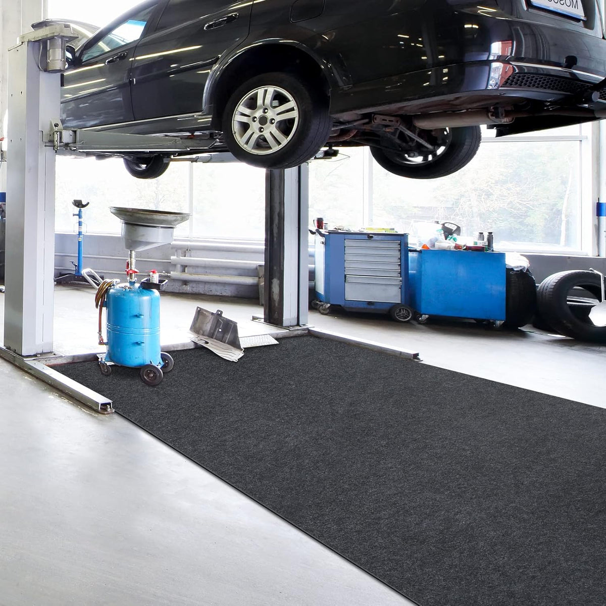 Oil Spill Mat, 7.4 x 17 Ft, Premium Absorbent Oil Pad. Contains Liquids, Protects Garage Floor from Spills, Drips, Splashes and Stains. Washable, Reusable, Waterproof Rubber Parking Mats