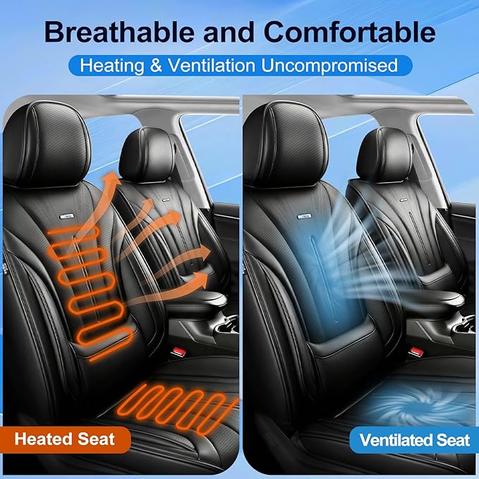Fit Insight Car Seat Covers for Select Honda Insight 2010-2022, Premium Full Coverage Leather, Airbag Compatible & Scratch-Resistant, Waterproof & All Weather Seat Protector, Full Set, Black
