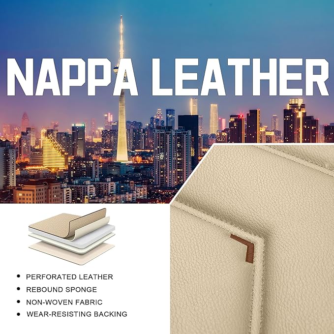 CTDS Car Seat Covers for Nissan Sentra 2000-2026, Stylish Sport Seat Cover, Premium Nappa Leather Car Seat Cover. Automobile Seat Covers Sets.(Standard 2 Seats/Beige)