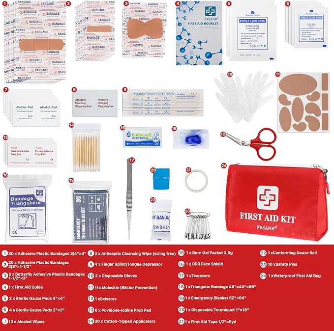 Small First Aid Kit, 150 Piece with Foil Blanket & Scissors, Mini First Aid Bag for Emergency, Home, Camping, Travel, Sports, Office, Outdoor, Car, School