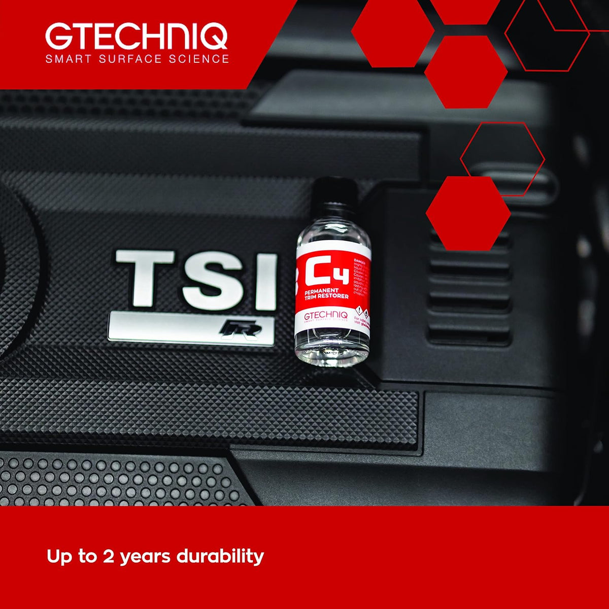 Gtechniq C4 Permanent Trim Restorer 30ml - Revitalize Tired, Faded, Discoloured Car and Vehicle Trim - Premium Weather Protection, UV Resistant, Leaves No Unattractive Gloss - 2 Year Durability