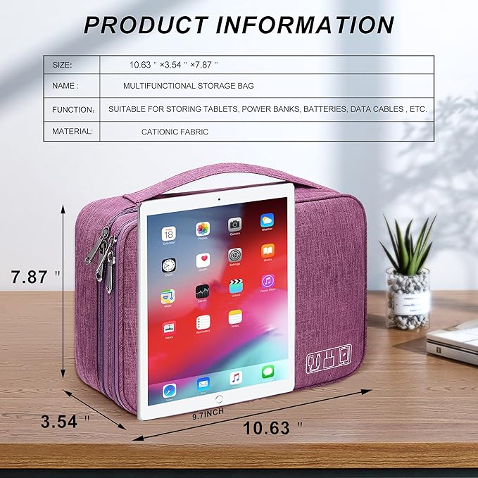 SELLYFELLY Electronic Bag Travel Cable Accessories Bag Waterproof Double Layer Electronics Organizer Portable Storage Case for Cable, Cord, Charger, Phone, Adapter, Power Bank, Kindle, Hard Drives