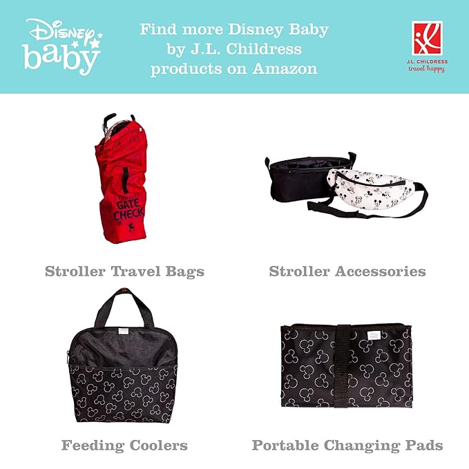 J.L. Childress Disney Baby Gate Check Bag for Car Seats - Travel Bag for Airplane, Fits All Baby & Infant Car Seats, Airport Accessories for Gate Check, Flying Essentials - Mickey Mouse, Red