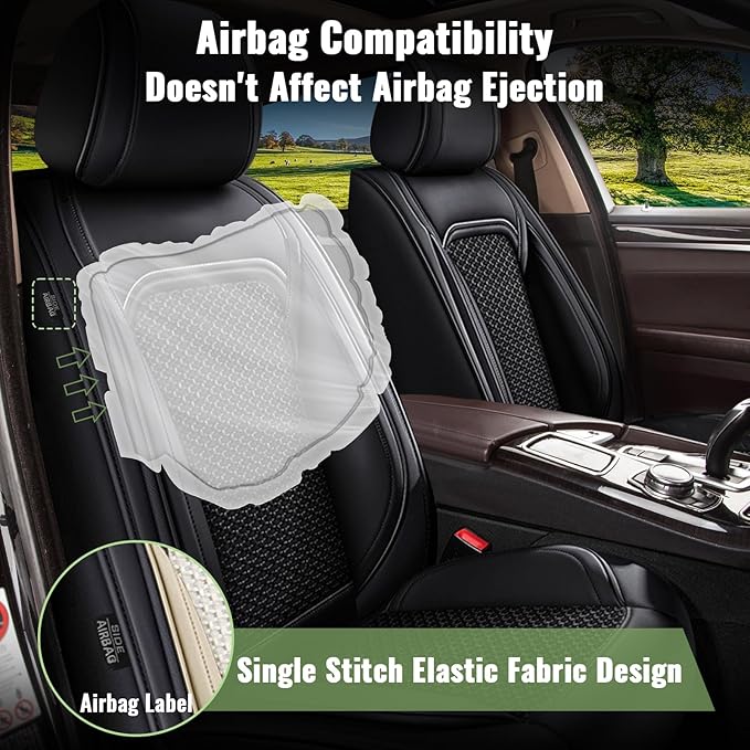Car Seat Covers Full Set for Toyota 4Runner 2003-2025 2026: Breathable Cool Ice Silk Leather Seat Covers: 5 Seats Vehicle Seat Cushion (Black)