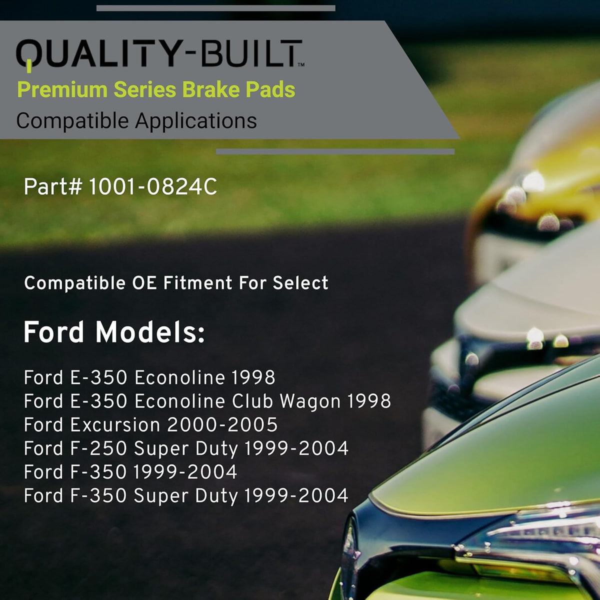 Premium Ceramic Front Brake Pads (1001-0824C) Compatible with 1998-2005 Ford (E-350 Econoline/E-350 Econoline Club Wagon/Excursion/F-250 Super Duty/F-350/F-350 Super Duty)