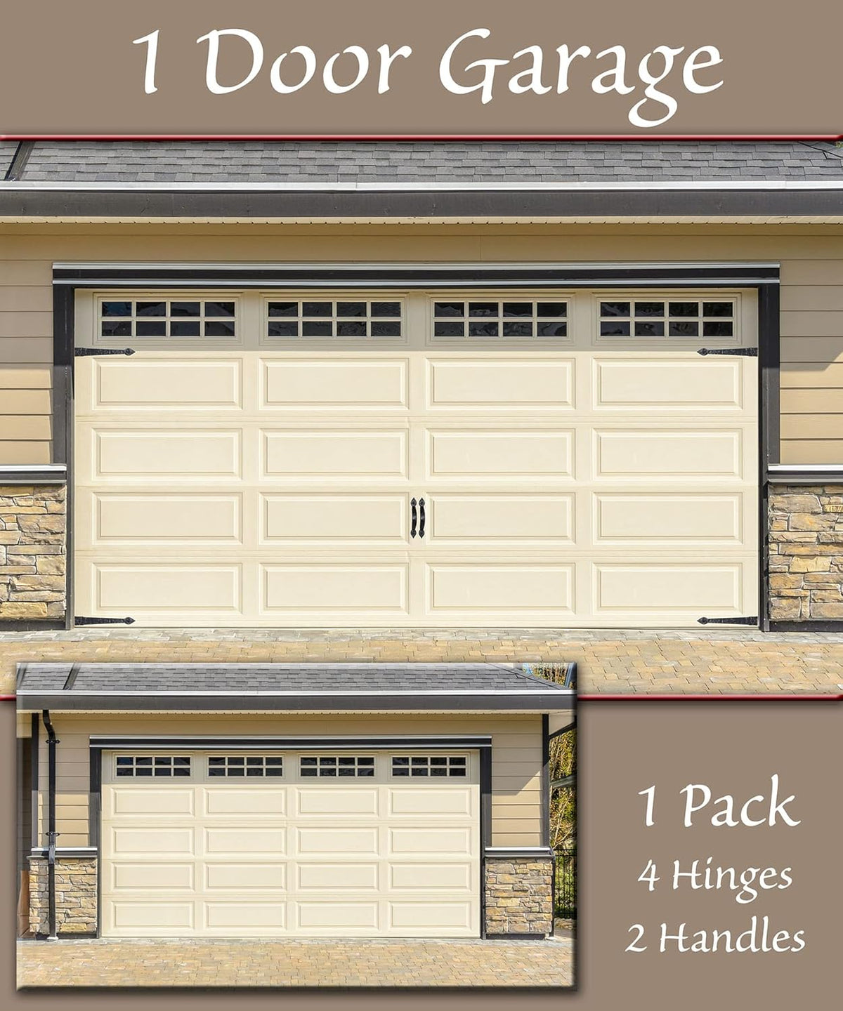 Household Essentials Hinge IT Premium Carriage House Handle & Hinge, Black Garage Door Magnet, 4 Hingle 2 Handles (Pack of 1)